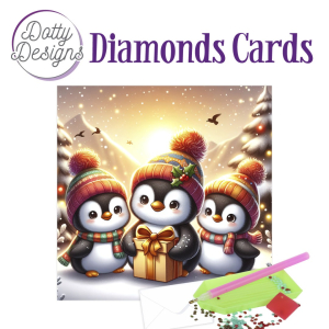 D0tty Design® - Set van 4 diamond painting kerstkaarten: dieren 2