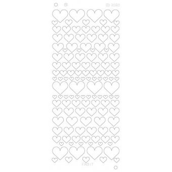 Stickervel: Hearts Various- platinum - goud