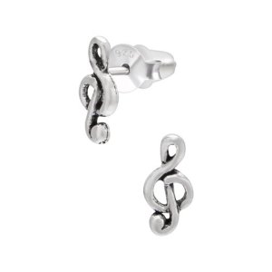 Oorknopjes zilver muzieknoot 