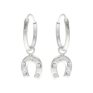 Oorhangers zilver hoefijzer met kristallen