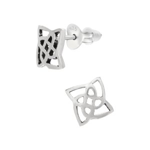 Oorknopjes zilver  Keltische ruit