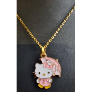 Kinderketting als hanger een kat met paraplu