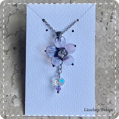 Bloemhanger van glas met ketting (lampwork)