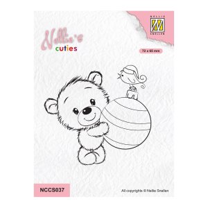 Nellie Snellen • Nellie's Cuties Clear Stempels Bear with Christmas Ball