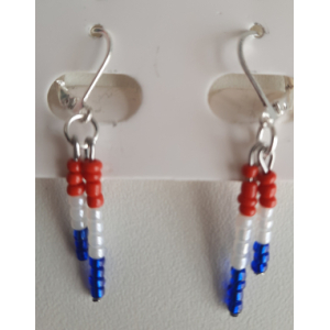 Oorbellen rood, wit, blauw  (zilver)