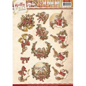  3D-Push Out - Birds holly jolly - Yvonne Creations