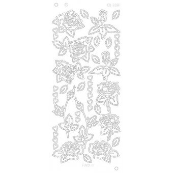 Stickervel: Roses and hearts - platinum - Goud