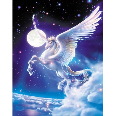 Mona Lisa diamond painting 40x30cm: pegasus wit met maan